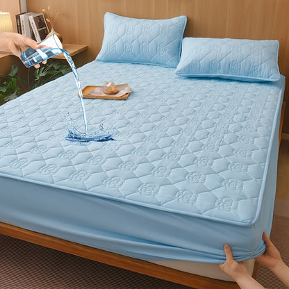 Waterproof Fitted Sheet Checkered Pattern Soft Breathable Mattress Protector - Lightweight Minimalist Bed Sheet for Twin Full Queen King - Pink Blue Green Khaki Black White Gray