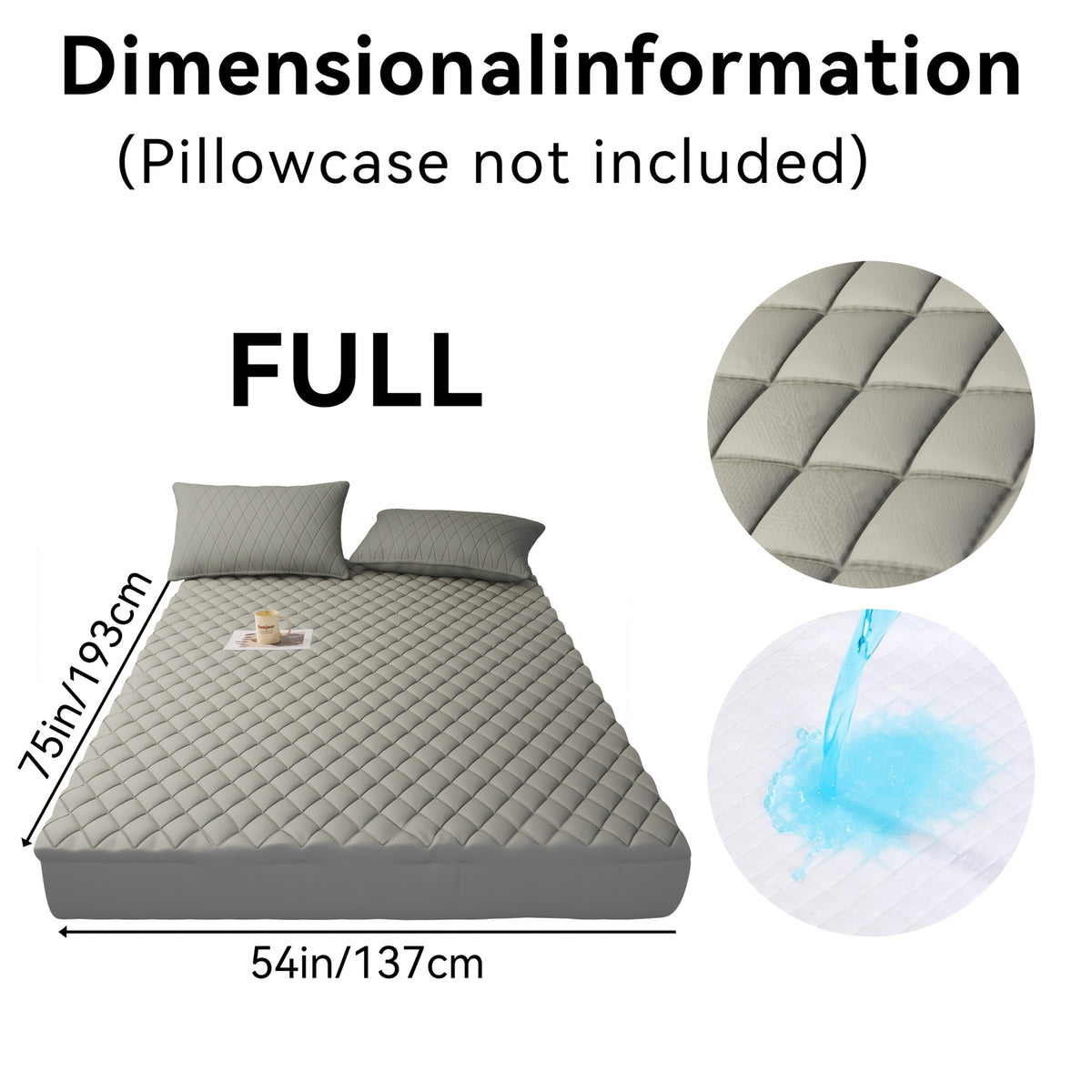 Waterproof Mattress Protector with Side Storage Pocket, Diamond Quilted Deep Pocket Mattress Cover – Breathable Cooling Mattress Pad, Soft Noiseless Bed Protector for Twin Full Queen King, Multiple Colors