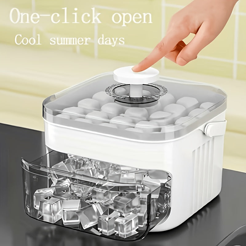 Ice Cube Mold with Lid Dual Layer Large Capacity – Stackable Ice Tray Storage Container for Home Freezer, Small Refrigerator Friendly