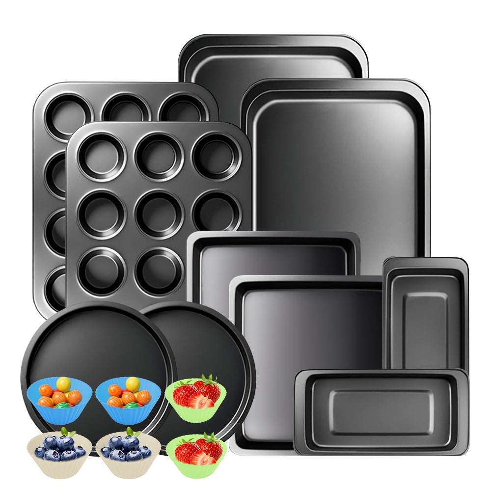 Nonstick Bakeware Set with Baking Pans – Oven-Safe Baking Sheets, Cake Pan, Muffin Pan, Loaf Pan, Roast Pan & Cookie Sheet – Complete Kitchen Baking Supplies with Rack, Whisks & Spatulas (2–24pcs)