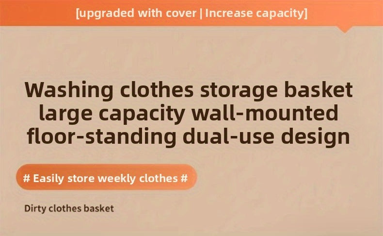 Foldable Wall Mounted Laundry Hamper Oxford Cloth with Lid Space Saving Collapsible Clothes Storage Basket Bedroom Bathroom Living Room Large 22x15 Inch Gray