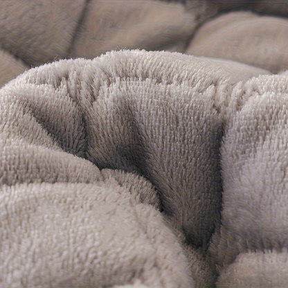 Quilted Sofa Cover 2 Piece Set, Flannel Velvet Couch Cover Furniture Protector, Soft Pet-Friendly Sofa Slipcover for Living Room Bedroom Office, All Season Machine Washable in White Gray Brown Khaki