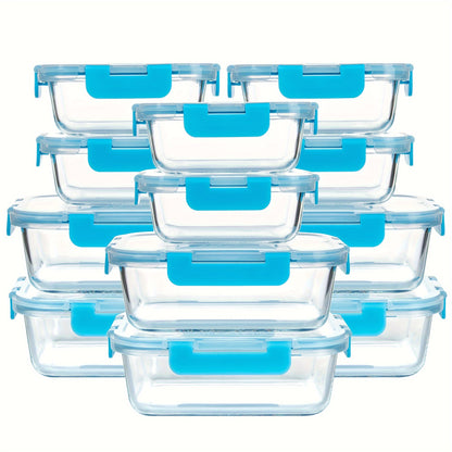 Glass Food Storage Containers 24 Piece Set – Borosilicate Glass Meal Prep Containers with Airtight Lids, Microwave & Dishwasher Safe, Multi-Size for Kitchen Food Storage, Lunch & Leftovers