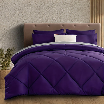 Cooling Comforter Set Queen King Twin - Lightweight Breathable Microfiber Fluffy Bedding with Rhombus Grid, Soft All Season Comforter with Pillowcases, 20 Colors Available