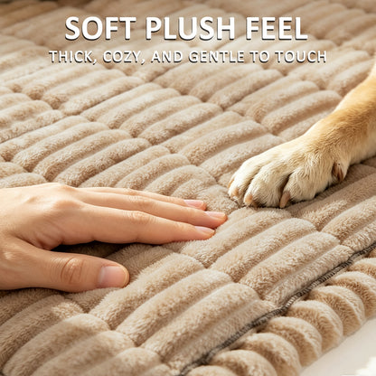 Sofa Cover Plush Velvet - Washable Stretch Couch Cover with Wavy Edge, Soft Shu Velveteen Sofa Protector for 1 2 3 4 Seater, Easy Install Furniture Cover in White Khaki Gray