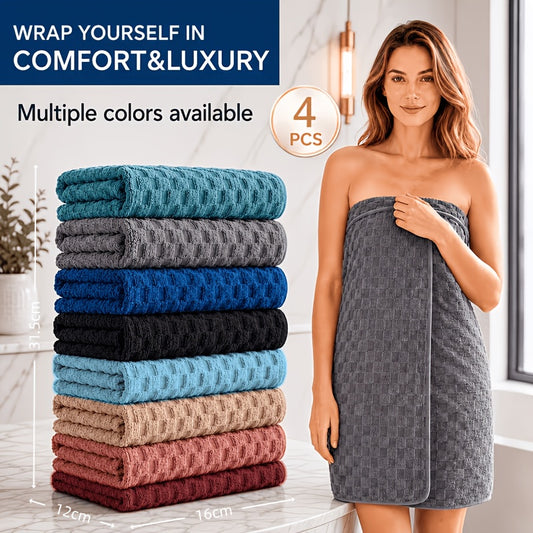 Oversized Bath Towel Set 4-Pack 800GSM Microfiber Extra Large 35"x70" – Ultra Soft Quick-Dry Spa-Grade Towels, Lint-Free, Machine Washable, Beige White Blue Gray for Home, Airbnb & Gifting