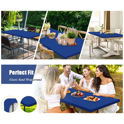 Stretchable Table Covers 6Ft Elastic Spandex Tablecloth Rectangle Washable Polyester Protector for Parties Picnics Weddings Camping Indoor Outdoor
