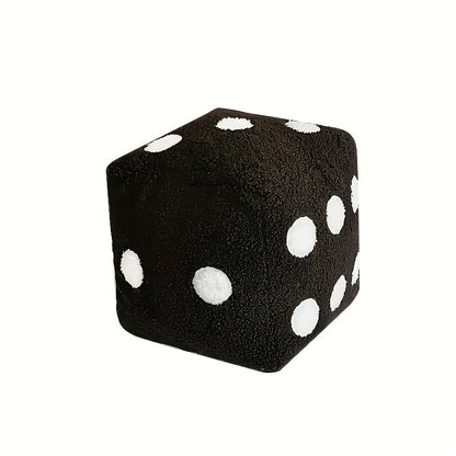 Dice Shaped Decorative Pillow Plush Cube Cushion, Funny Simulation Dice Stuffed Throw Pillow for Sofa Couch Bedroom, Creative Home Decor Gift Black White
