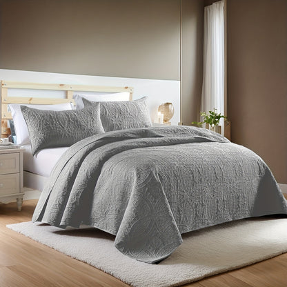 Quilt Set 3 Piece Soft Lightweight Bedding Set with 2 Pillowcases, Thin Comforter Set for Bedroom Guest Room Full Queen King, 10 Colors Washable Bed Quilt Cover Set