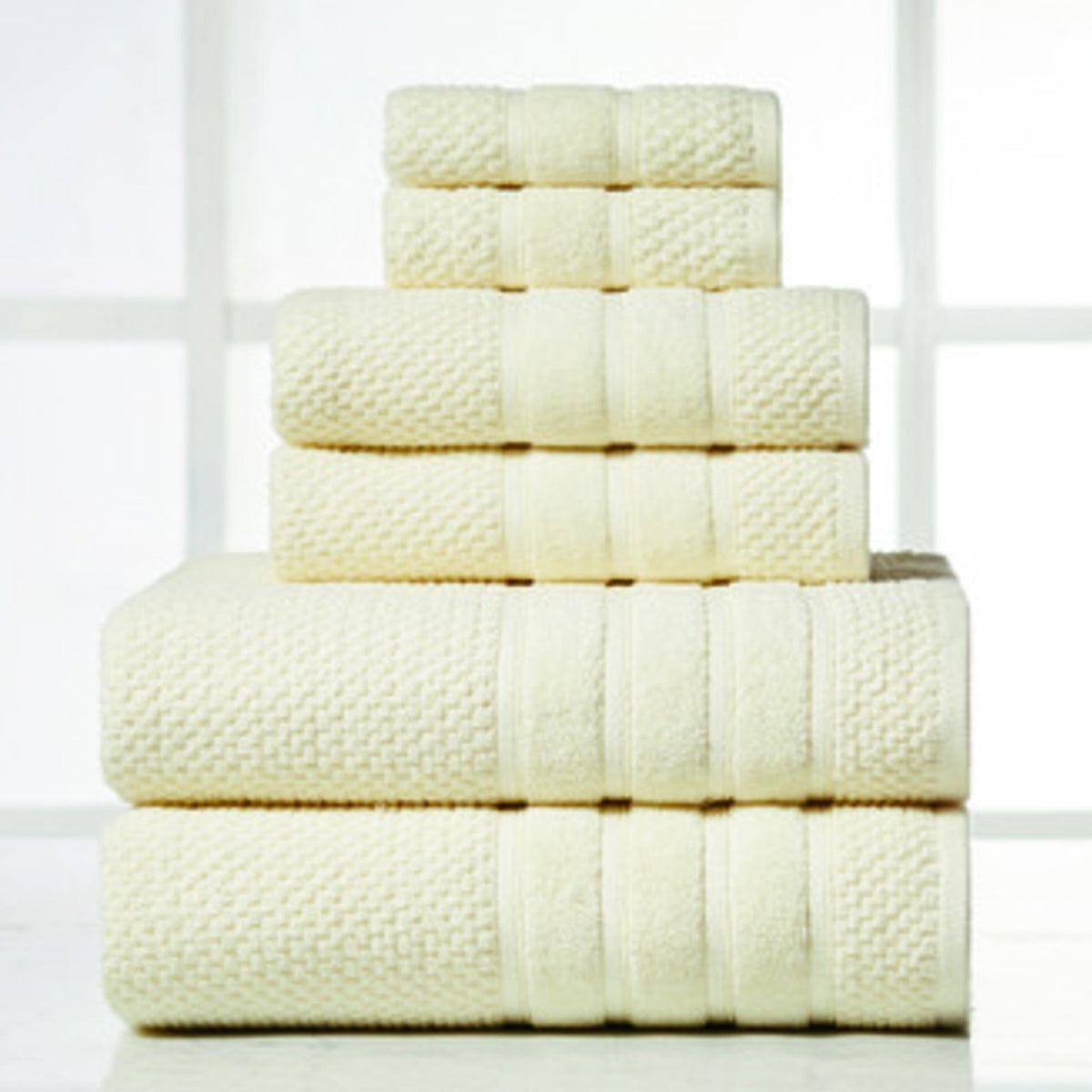 Egyptian Cotton Towel Set 6 Piece – 650 GSM Luxury Bath Towels with Zero Twist Loops, Ultra Soft & Highly Absorbent, Includes 2 Bath Towels, 2 Hand Towels & 2 Washcloths for Bathroom Spa Experience