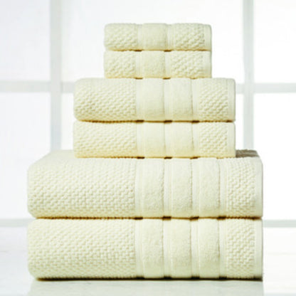 Egyptian Cotton Towel Set 6 Piece – 650 GSM Luxury Bath Towels with Zero Twist Loops, Ultra Soft & Highly Absorbent, Includes 2 Bath Towels, 2 Hand Towels & 2 Washcloths for Bathroom Spa Experience