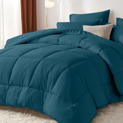 Thin Quilt Comforter Set Twin Full Queen King – Lightweight Breathable Bed in a Bag with Sheets Pillowcases Pillow Shams, All Season Microfiber Bedding Multi-Color