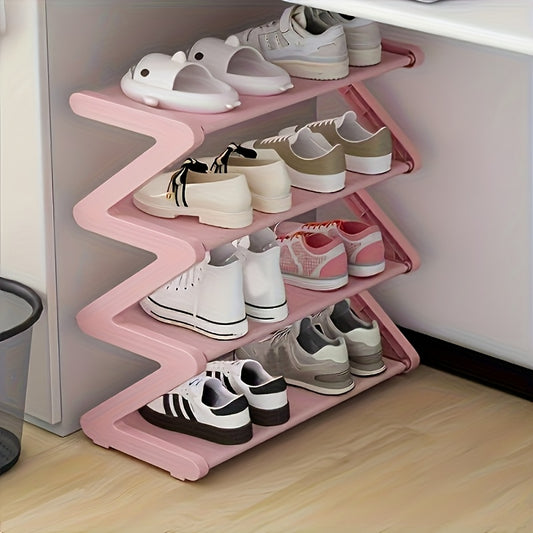 4-Tier Shoe Rack Organizer for Entryway, Upgraded Metal Tube Shoe Shelf with Thickened Plastic Parts, Multi-Layer Freestanding Shoe Storage for Bedroom Hallway Dormitory Closet, Space Saving Shoe Stand, Multiple Colors
