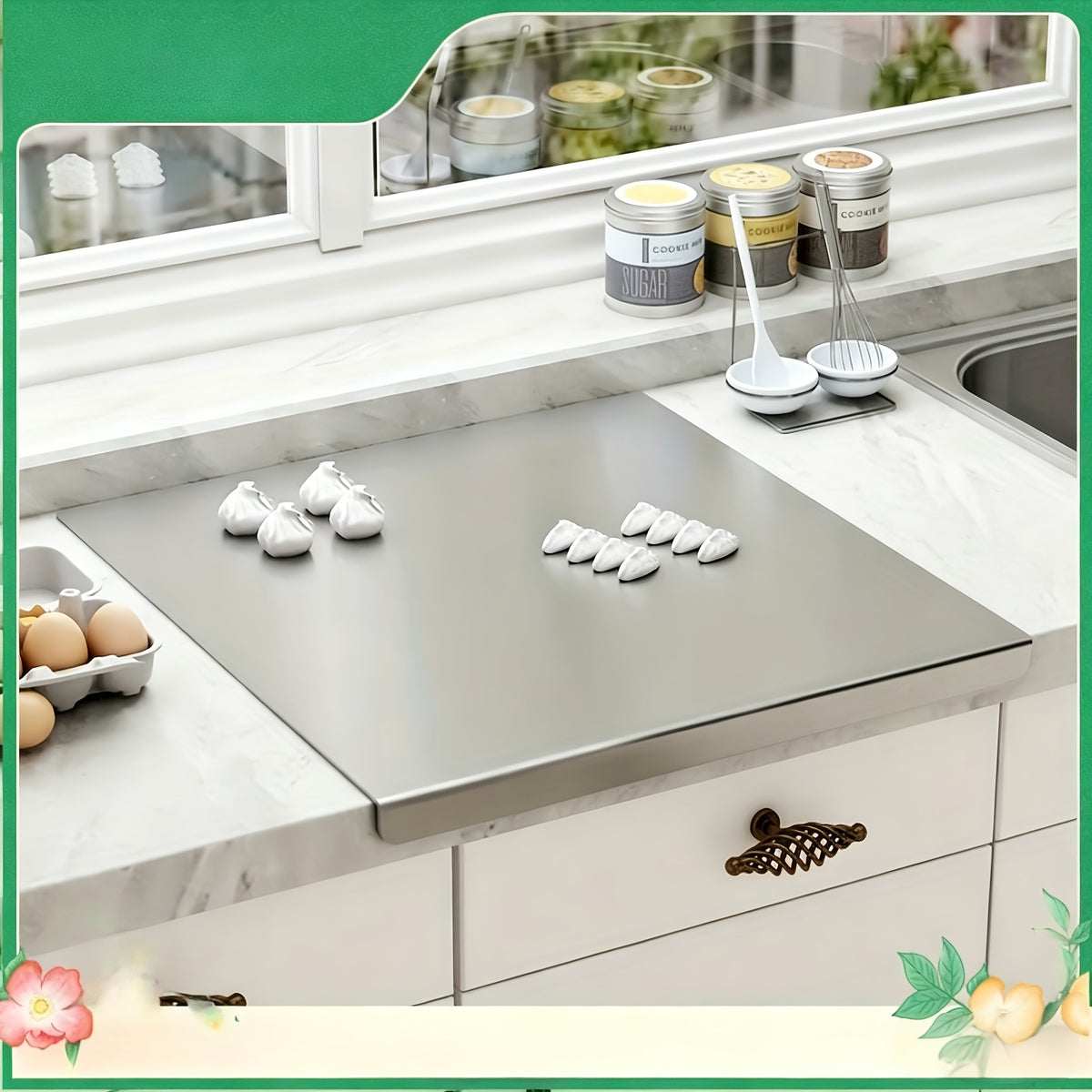 304 Stainless Steel Cutting Board Kitchen Meat Chopping Board, Hygienic Non-Porous Knife Board for Meat, Fish & Vegetables, Easy-Clean Kitchenware – 5 Sizes Available