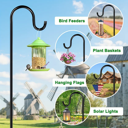 Shepherd Hooks for Outdoor Garden 2 Pack – Heavy Duty Metal Pole with 5-Claw Adjustable Hook for Bird Feeders Hanging Flower Baskets Solar Lights Lanterns Wedding Halloween & Christmas Yard Decor