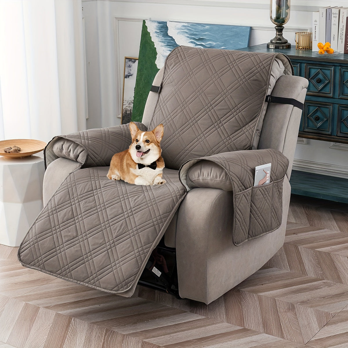 Waterproof Recliner Chair Cover Non-Slip with Pocket & Pet Scratch Protection – Washable Sofa Slipcover Furniture Protector for Living Room, Bedroom, Multi-Color Options