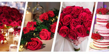 Artificial Roses Bulk with Long Stems Real Touch Velvet Fake Rose Flowers for Wedding Centerpieces, Bridal Bouquet, Valentine's Day, Mother's Day & Home Decor – 50 or 100 Pcs (Red, White, Pink, Black, Blue)