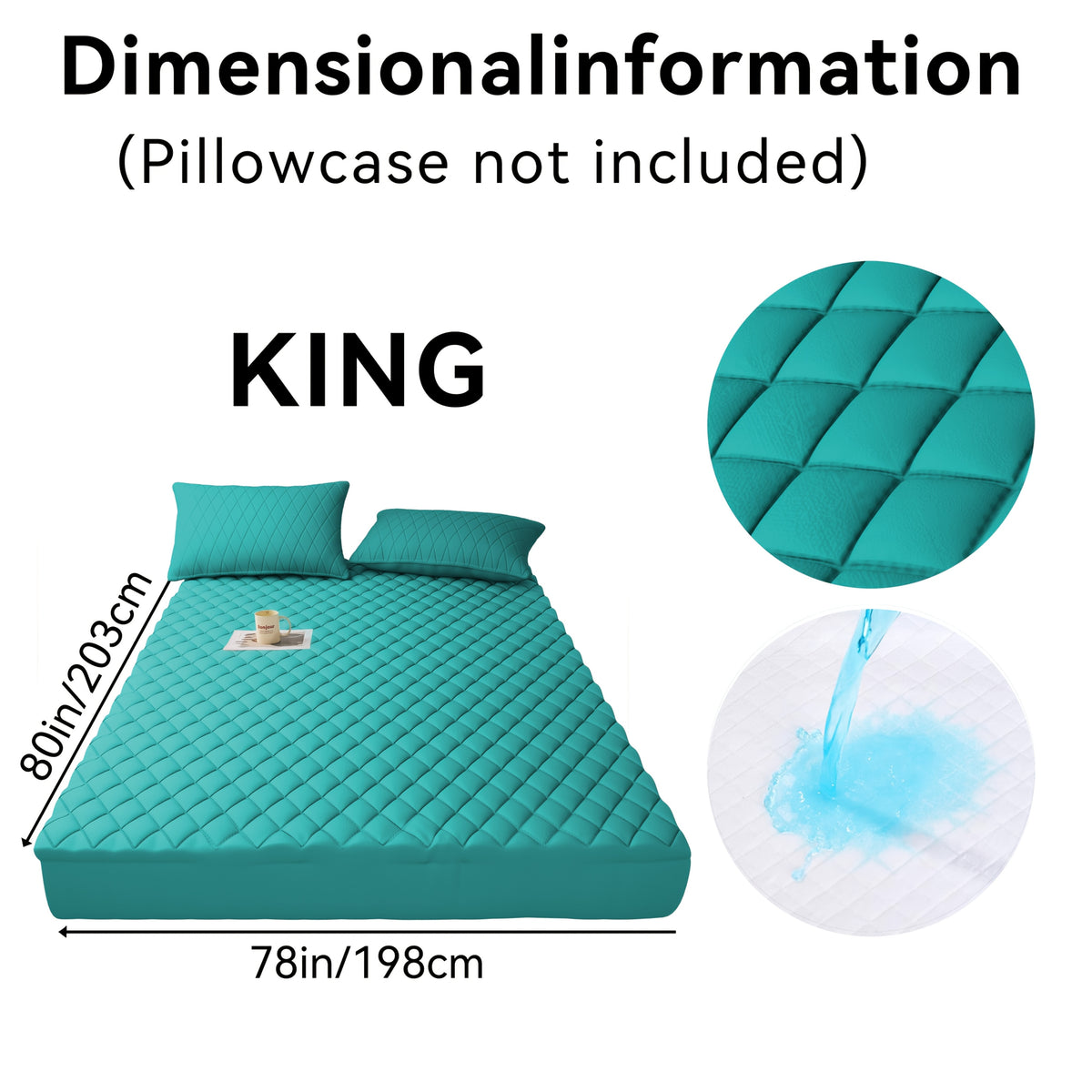 Waterproof Mattress Protector with Side Storage Pocket, Diamond Quilted Deep Pocket Mattress Cover – Breathable Cooling Mattress Pad, Soft Noiseless Bed Protector for Twin Full Queen King, Multiple Colors
