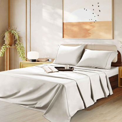 1000 Thread Count Egyptian Cotton Sheet Set Sateen Weave Deep Pocket 16 Inch Fitted Sheet Flat Sheet Pillowcases Soft Breathable Luxury Bedding Twin Full Queen King Grey Ivory White