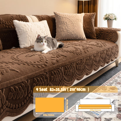 Faux Rabbit Fur Sofa Cover Plush Quilted Non-Slip Machine Washable Couch Protector for Pets – Fits 1 2 3 4 Seater Sofa, Sectional, Loveseat | Bedroom Living Room Office | Home Viaco