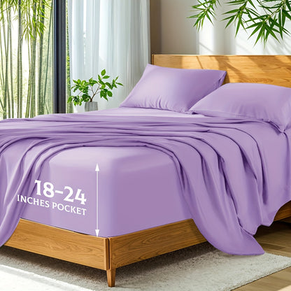 Bamboo Bed Sheets Cooling Twin Full Queen King Size for Hot Sleepers, Breathable Moisture Wicking Soft Bamboo Bedding Set Deep Pocket, Hotel Luxury Sheets 13 Colors Black White Gray Beige
