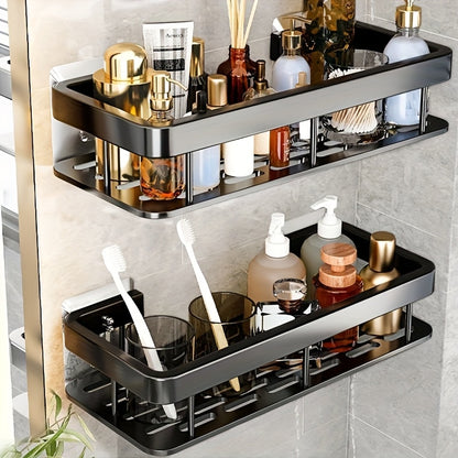 Shower Caddy Wall Mount 2 Pack 2-Tier Rust Resistant Bathroom Shelf Basket for Soap Towel Shampoo Storage, Adhesive Shower Organizer No Drilling Dark Grey Black