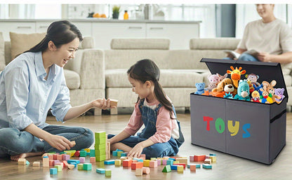 Extra Large Kids Storage Bin with Lid 31.7 Gallon, Collapsible Toy Chest Organizer for Boys & Girls, Toddler Storage Box for Living Room, Bedroom & Nursery Shelf – Black or Gray