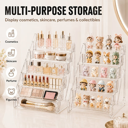 Clear Acrylic Perfume Organizer 5 Tier Transparent – Countertop Vanity Display Shelf for Perfume Bottles Skincare Makeup Cosmetics Lightweight Sturdy Tool-Free Assembly Bathroom Dresser