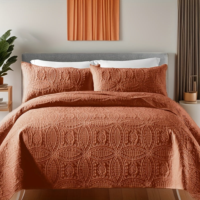 Quilt Set 3 Piece Soft Lightweight Bedding Set with 2 Pillowcases, Thin Comforter Set for Bedroom Guest Room Full Queen King, 10 Colors Washable Bed Quilt Cover Set