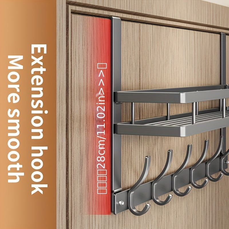 Over the Door Hook Rack - Metal Wall Mounted Coat Hooks for Bedroom Bathroom Kitchen, Space-Saving Door Hanger Organizer with 4 5 6 8 Hooks, Easy Install, Black & Gray Available