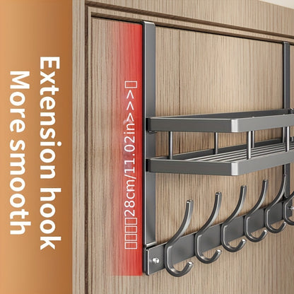 Over the Door Hook Rack - Metal Wall Mounted Coat Hooks for Bedroom Bathroom Kitchen, Space-Saving Door Hanger Organizer with 4 5 6 8 Hooks, Easy Install, Black & Gray Available