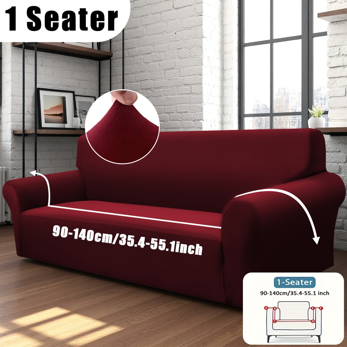 Stretch Sofa Cover with Elastic Band – Milk Fiber Slipcover, Machine Washable, Fits 1 to 4-Seater Sofas & Armchairs, Red Gray Blue Black Coffee