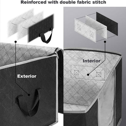 Large Storage Bags 4 Pack 23.78 Gallon Foldable Closet Organizer Bins with Reinforced Handles for Clothing, Blankets, Comforters & Bedding – Under Bed Storage Containers, Black or Gray