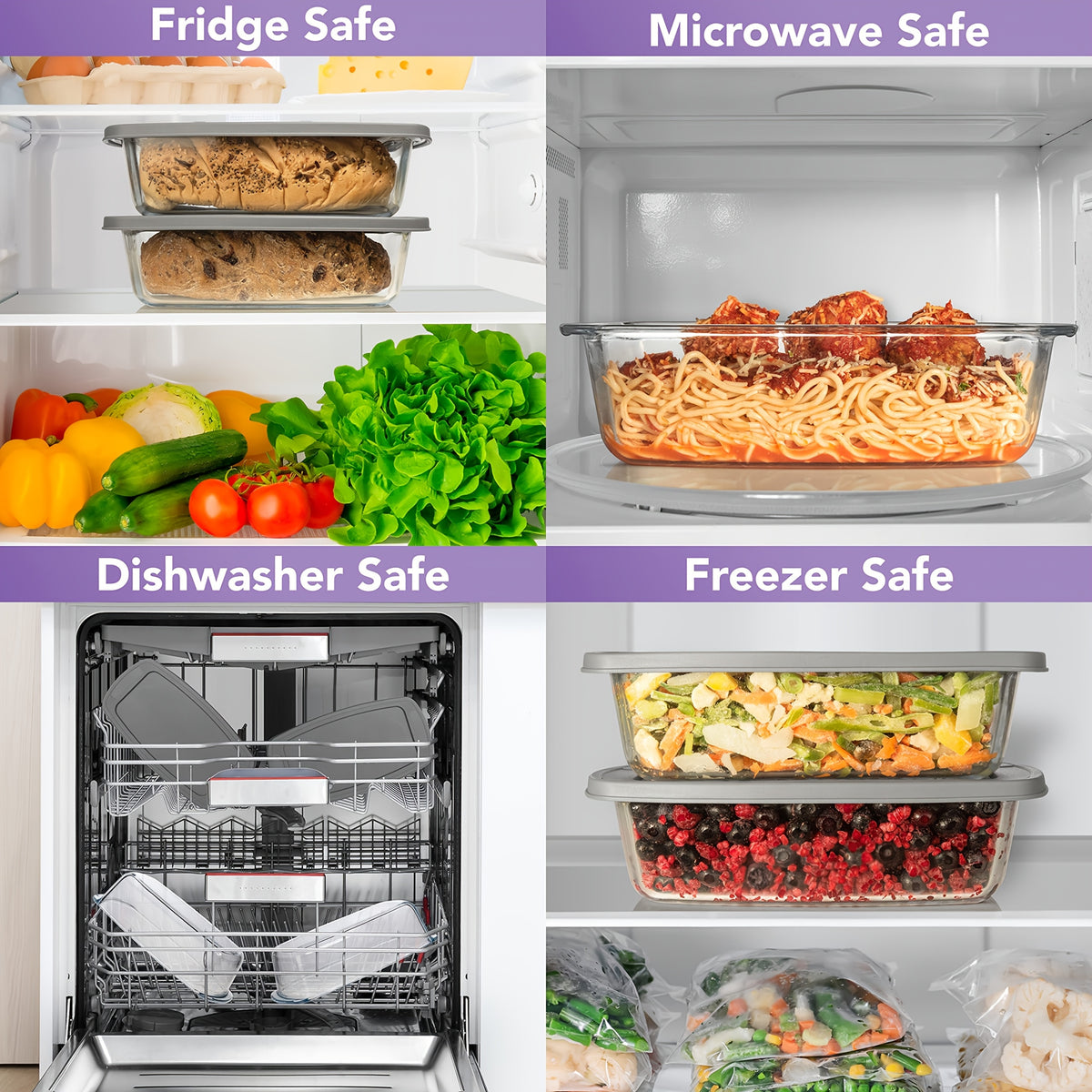 Glass Loaf Pan with Lid Large Capacity 1.9Qt – Microwave & Oven Safe Bread Baking Dish with Handle, Stackable Sealable Glass Baking Pan for Bread, Cakes & Food Storage, Kitchen Baking Supplies