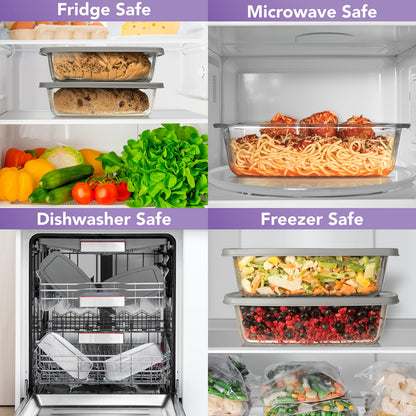 Glass Loaf Pan with Lid Large Capacity 1.9Qt – Microwave & Oven Safe Bread Baking Dish with Handle, Stackable Sealable Glass Baking Pan for Bread, Cakes & Food Storage, Kitchen Baking Supplies