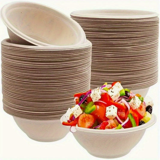 Disposable Paper Bowls 100 Pack 9oz Leakproof Soup Bowls for Parties, Picnics & Events – Heat Resistant, Natural Uncoated Design, Perfect for Ice Cream, Salad, Soup, Snacks & Dessert
