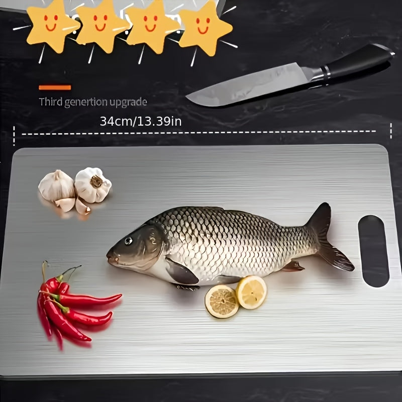Stainless Steel Cutting Board Set 3-Piece – Rust-Resistant BPA-Free Kitchen Chopping Boards, Durable Easy-Clean Space-Saving Nested Cutting Board Kit for Meat Vegetables Fruit, Food-Safe Home Essential
