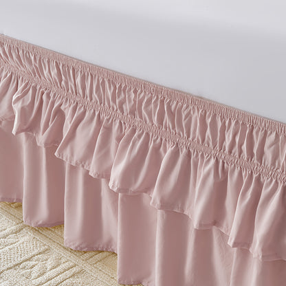 Ruffle Bed Skirt 16 Inch Drop Elastic Wrap Around – Twin Full Queen King/CK, 10 Colors, Easy No-Lift Install, Machine Washable Dust Ruffle