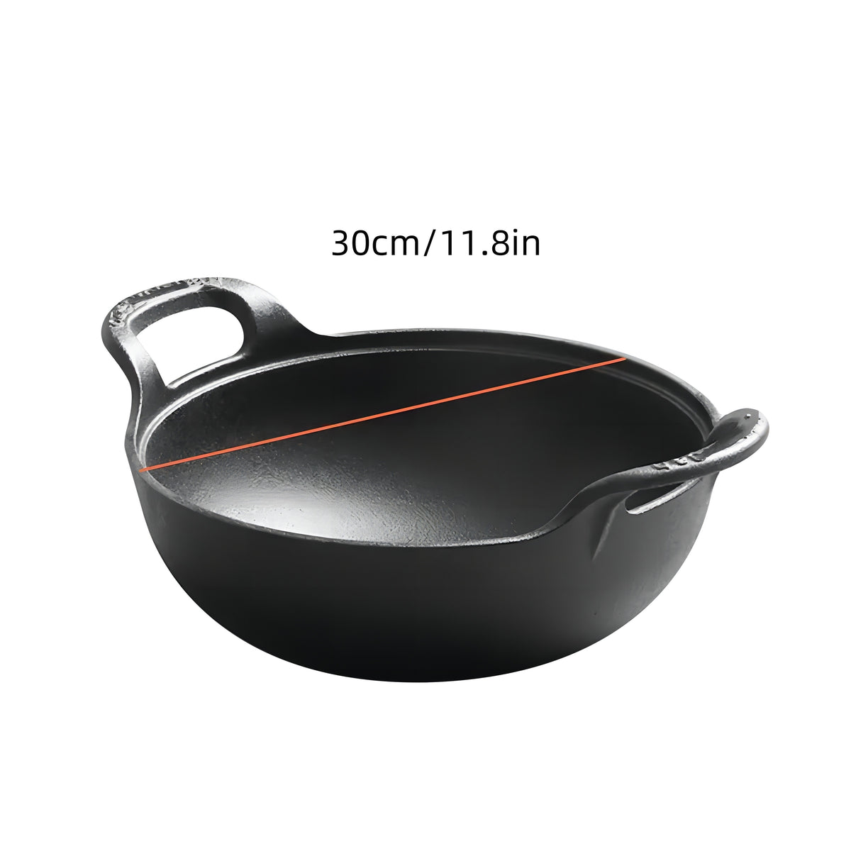 Traditional Cast Iron Wok Set 5 Sizes 7.87 9.84 10.62 11.81 12.59 Inch Uncoated Deep Stir Fry Pan Heavy Duty Skillet with Dual Handles for Home Outdoor Cooking Grilling Baking