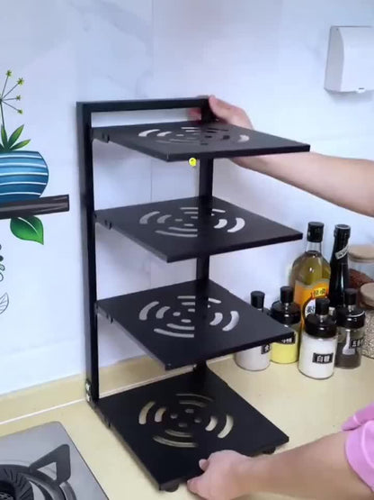 Adjustable Kitchen Storage Rack 2 to 7 Tier – Multi-Layer Countertop Organizer for Pots Pans & Utensils Wall-Mountable Sink Rack in Black White & Grey