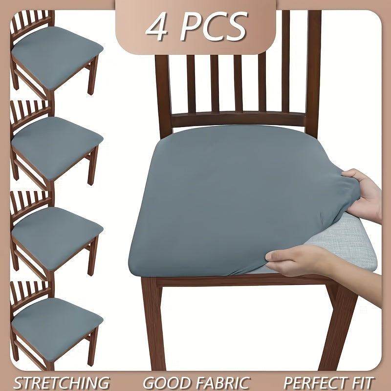 Stretch Chair Covers Set of 4 Solid Color Brushed Fabric High Elasticity Slipcovers for Dining Chairs Office Home Kitchen Decor Soft Comfortable Washable Seat Protector