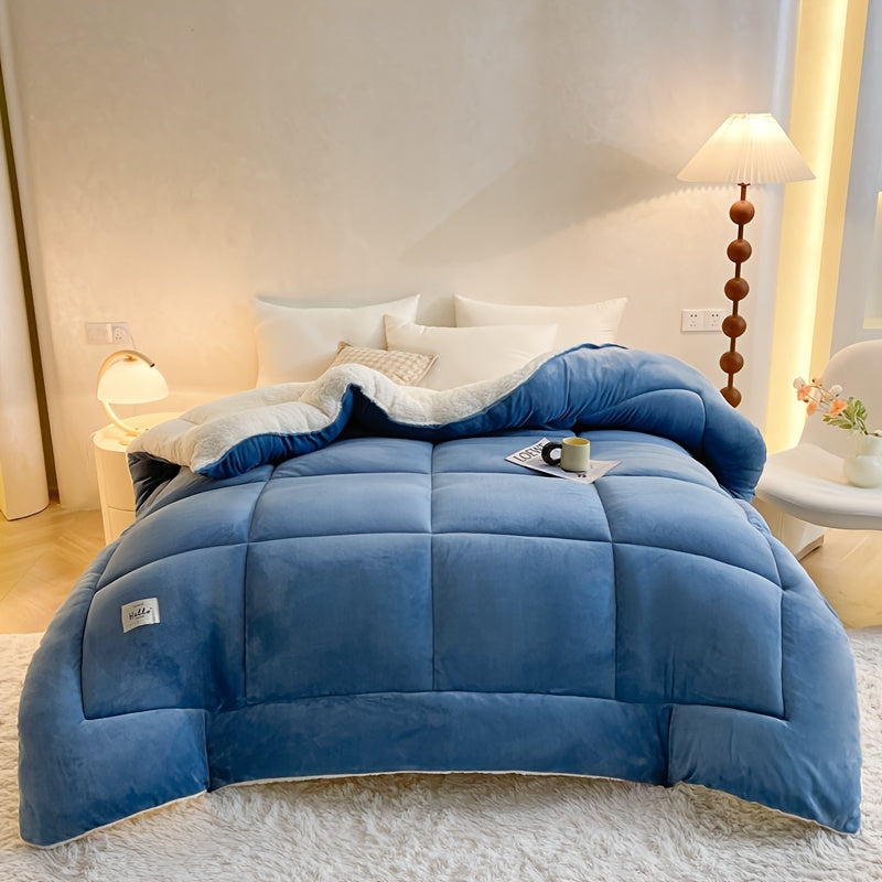 All Season Comforter Thick Soft Quilted Duvet Machine Washable Box Stitch Solid Color – Twin Full Queen King Breathable Warm Bedroom Comforter for Fall Winter Rouge Black Grey Blue Green
