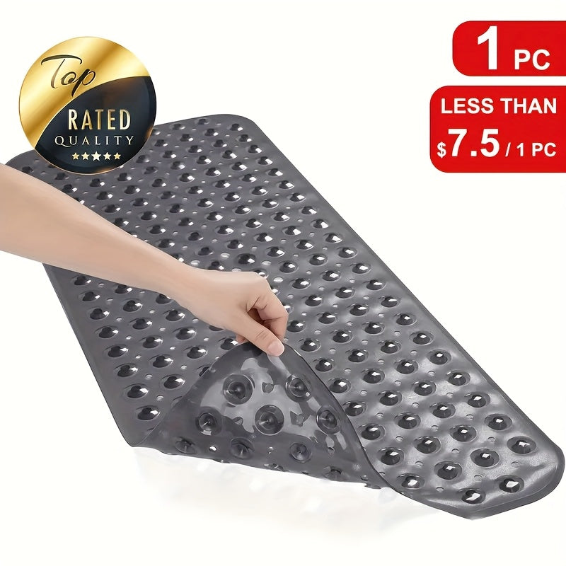Non-Slip Bathtub Mat with Suction Cups Extra Long – Machine Washable Quick-Dry Shower Mat with Drain Holes, Textured Safety Bath Rug for Bathroom Tub & Wet Areas, 2pcs Set