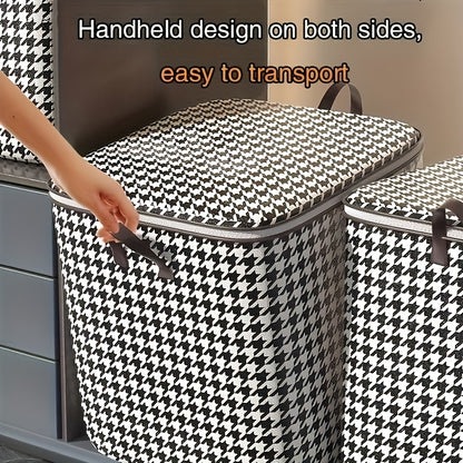 Extra Large Under Bed Storage Bags 2 Pack 56 Gallon Checkered Fabric Clothes Organizer with Double Zipper Handle Dustproof Moving Bag