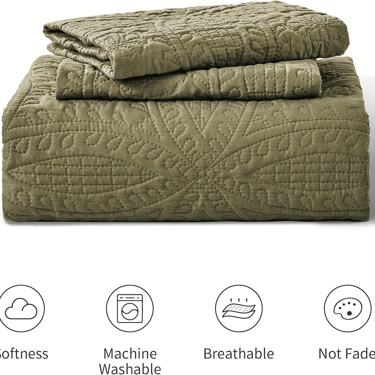 Quilt Set 3 Piece Soft Lightweight Bedding Set with 2 Pillowcases, Thin Comforter Set for Bedroom Guest Room Full Queen King, 10 Colors Washable Bed Quilt Cover Set