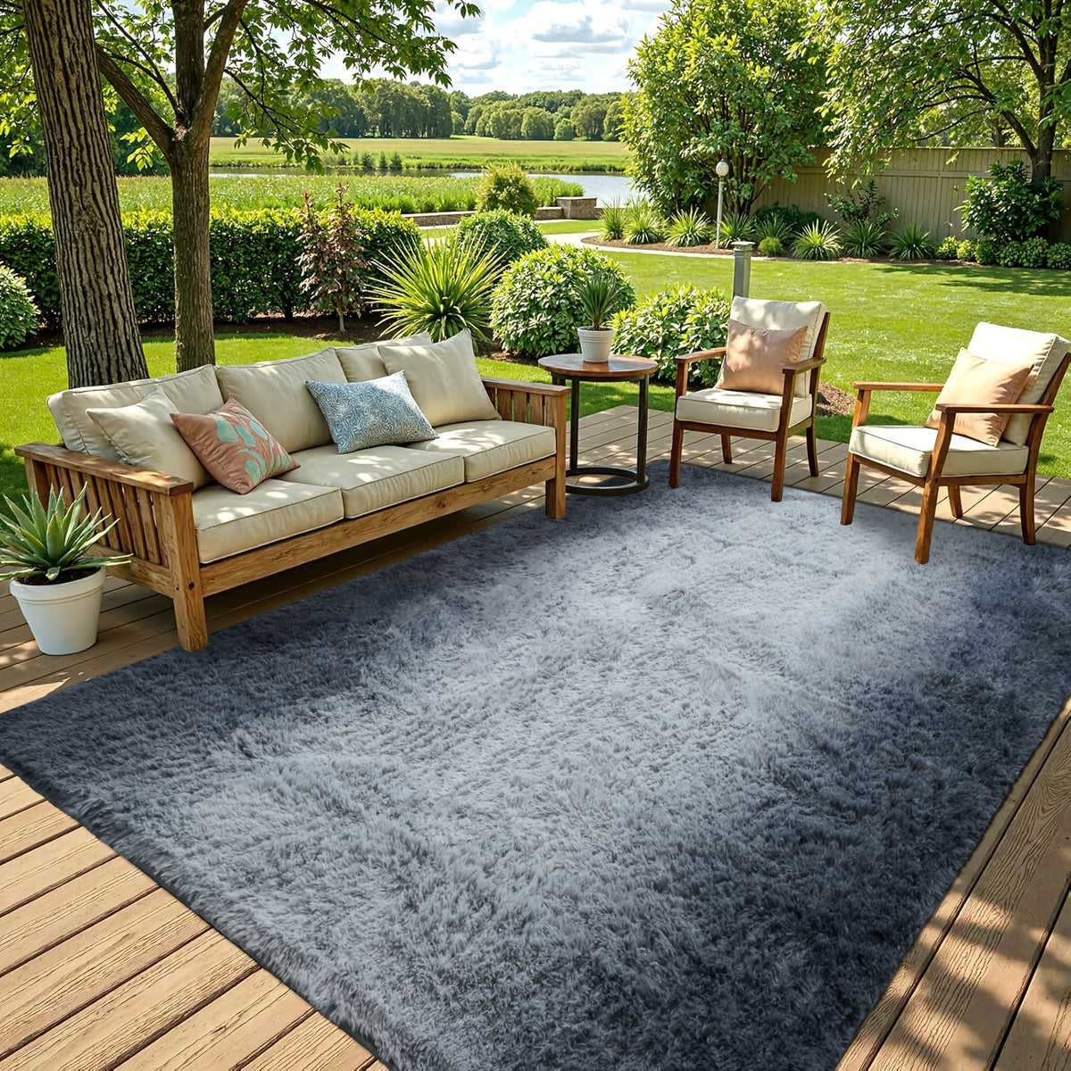 Fluffy Area Rug Non-Slip Soft Plush Carpet for Living Room Bedroom Kitchen Bathroom – Modern Home Decor Floor Mat Easy to Clean – Multiple Sizes & Colors Coffee Gray Black