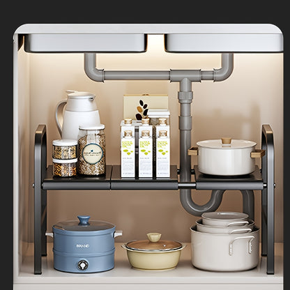 Under Sink Organizer 2 Tier Expandable Cabinet Shelf, Under Sink Storage with Detachable Panels and Baskets, Adjustable Under Sink Cabinet Organizer for Kitchen Bathroom Pantry, 3 or 5 Shelf Options