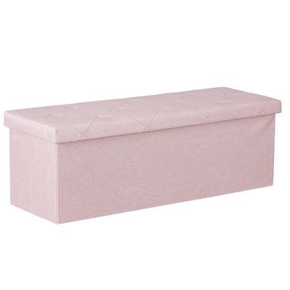 Storage Ottoman Bench 43 Inch 660 LB Capacity Folding End of Bed Bench with Padded Seat, Large Storage Chest Foot Rest Stool for Bedroom Living Room Entryway, Available in Nylon & Leather, Multiple Colors