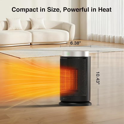 1500W Ceramic Space Heater Portable Electric Heater with Digital Display 5 Modes Adjustable Thermostat – Heats 200 Sq Ft Fast 2-Second Heating Overheat Tip-Over Protection Compact Indoor Room Heater
