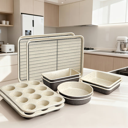 Nonstick Bakeware Set with Baking Pans – Oven-Safe Baking Sheets, Cake Pan, Muffin Pan, Loaf Pan, Roast Pan & Cookie Sheet – Complete Kitchen Baking Supplies with Rack, Whisks & Spatulas (2–24pcs)